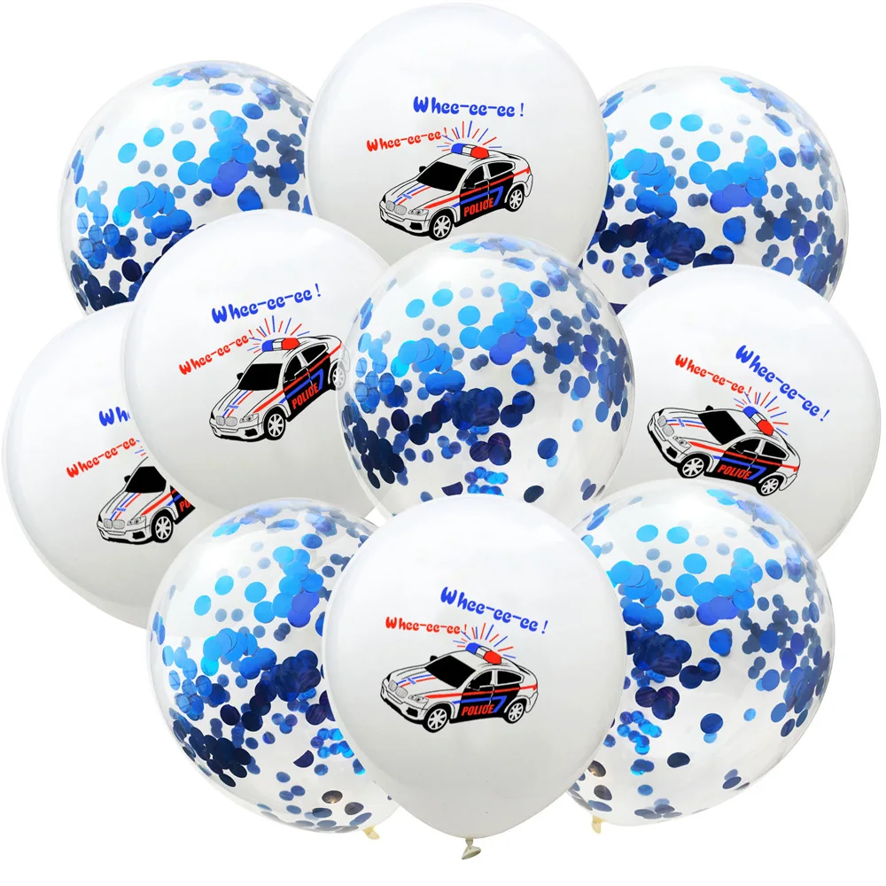 10Pcs 12inch Police Ambulance School Bus Confetti Latex Balloons Car Theme Baby Shower Birthday Party Decoration Ballon Globs