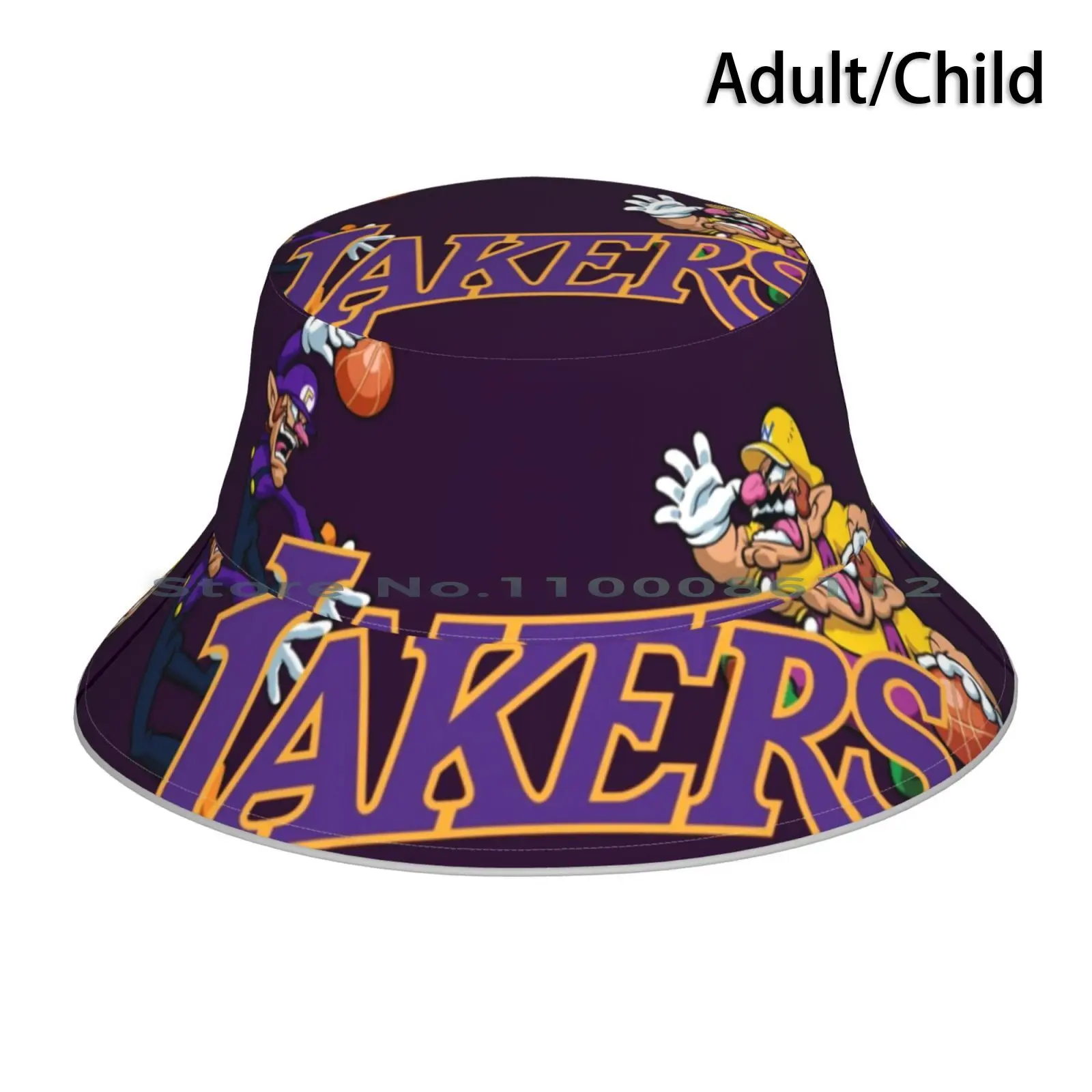 Wario Waluigi Basketball Bucket Hat Sun Cap Wario Waluigi La Lakeshow California Peach Super Funny Sports Basketball Kids