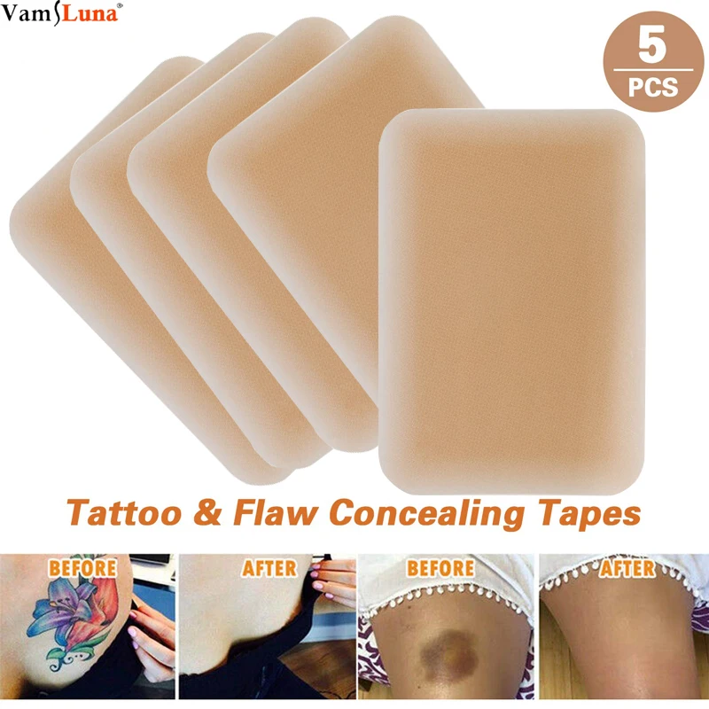 5 Pack Breathable Tattoo & Flaw Concealing Tape,  Scars Flaw Cover UP Tape Stickers,Tattoo Covers and Skin Shields Cover Up Tape