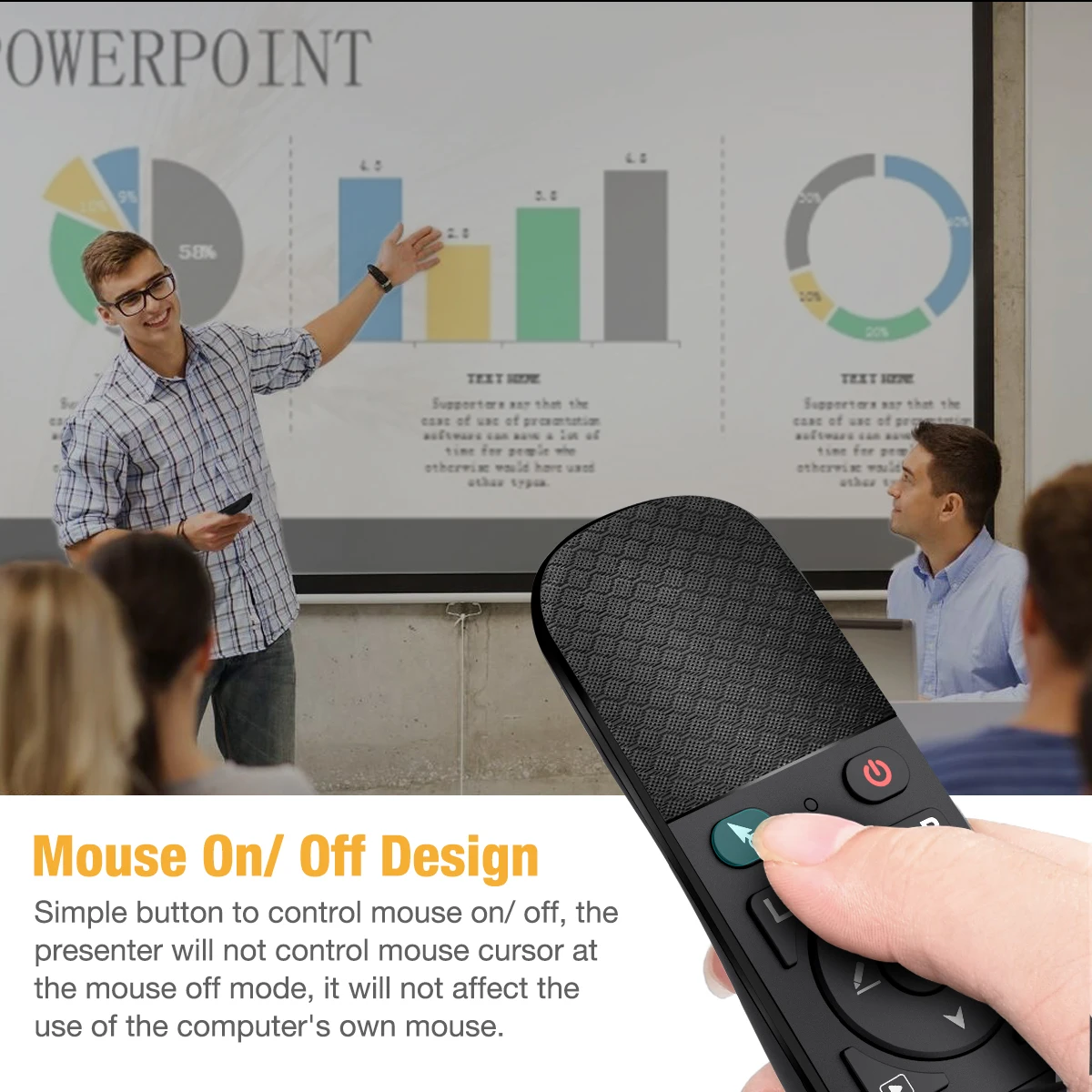 Presentador inalámbrico USB de 2,4 GHz con función de ratón de aire para presentación de Powerpoint, Control remoto, puntero de luz roja, bolígrafo abatible PPT