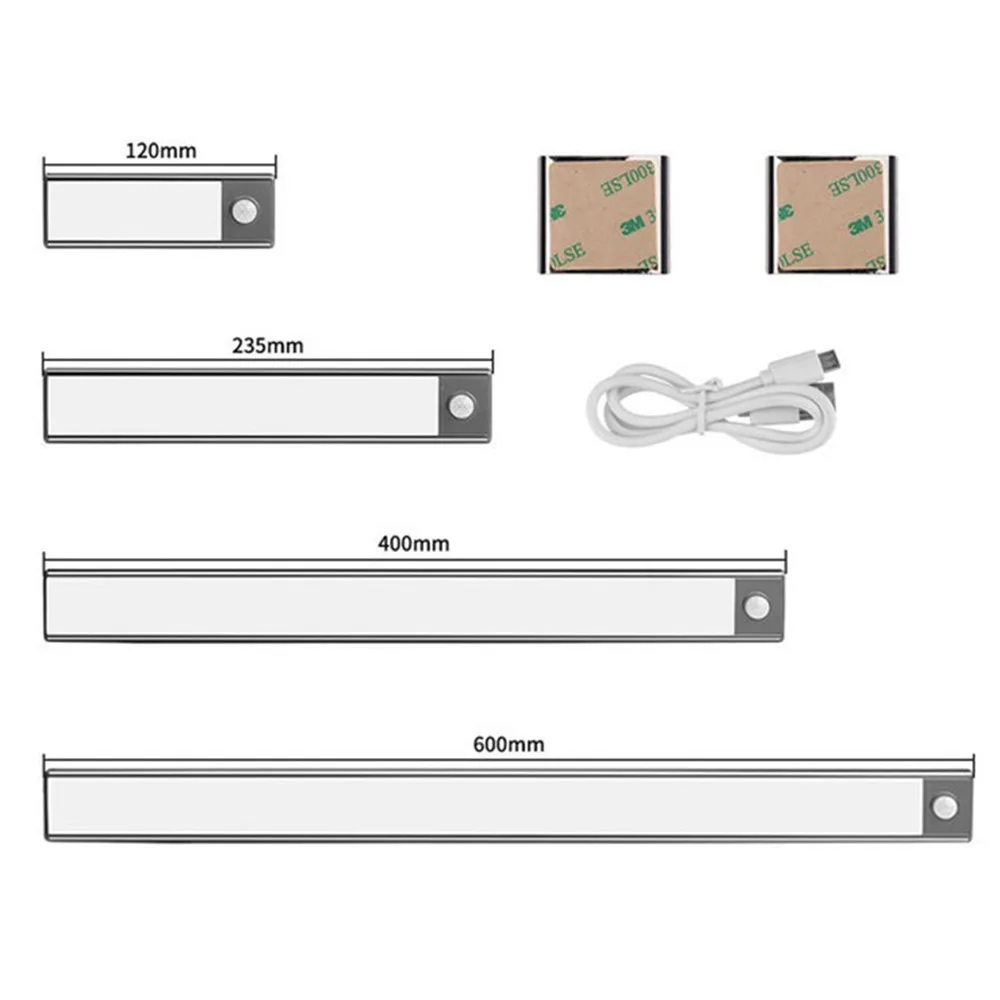 USB إعادة شحنها 12/23/40 سنتيمتر رقيقة Led إضاءة الخزانة PIR محس حركة المحمولة المنزل ليلة مصباح للممر ، خزانة ، غرفة نوم