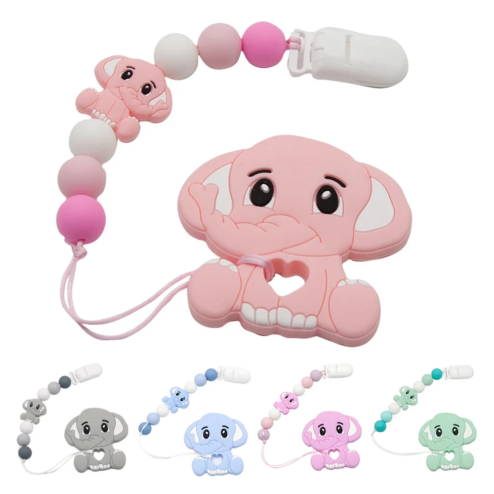 

Cute-Idea Silicone Teether Handmade Pacifier Clips Holder Chain Animal BPA Free Rodents Teething Food Grade Infant Chewable Toys