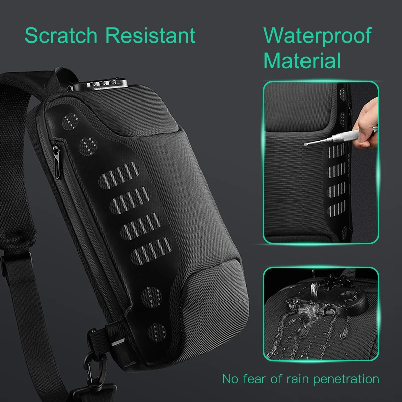 OZUKO-Bolso de pecho multifunción antirrobo para hombre, bandolera impermeable con USB, a la moda, novedad