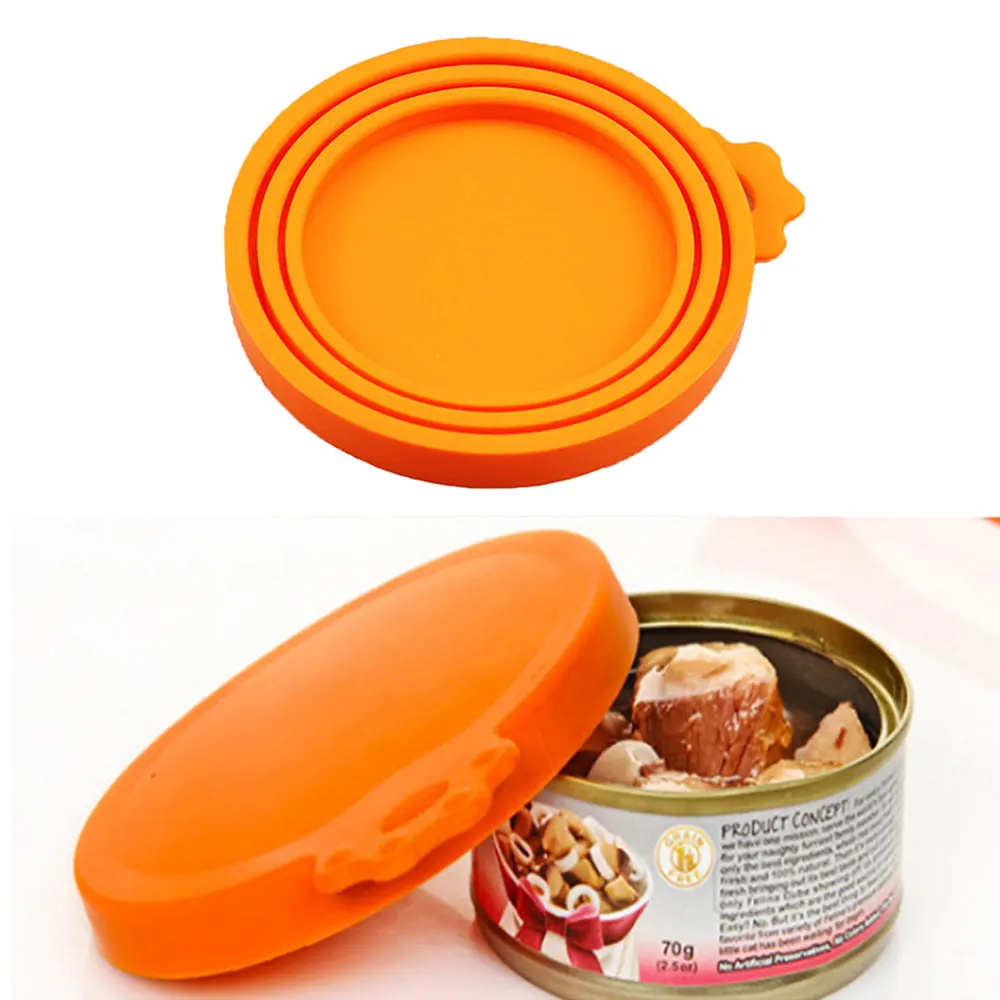 Silicone world 3 In 1 Reusable Food Storage Keep Fresh Cover Cans Cap Pet Can Box Cover Silicone Can Lid Hot Kitchen tools