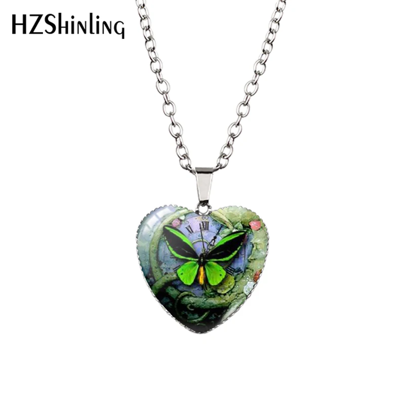 New Steampunk Dragonfly Heart Necklace Purple Dragonfly Heart Pendant Jewelry Murano Glass Heart Necklace HZ3