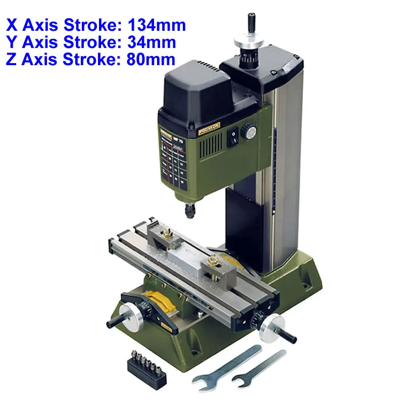 220V 100W PROXXON Mini Milling Machine MF70 Bench Driller 134*80*46 Stroke Woodworking Lathe 5000-20000rpm