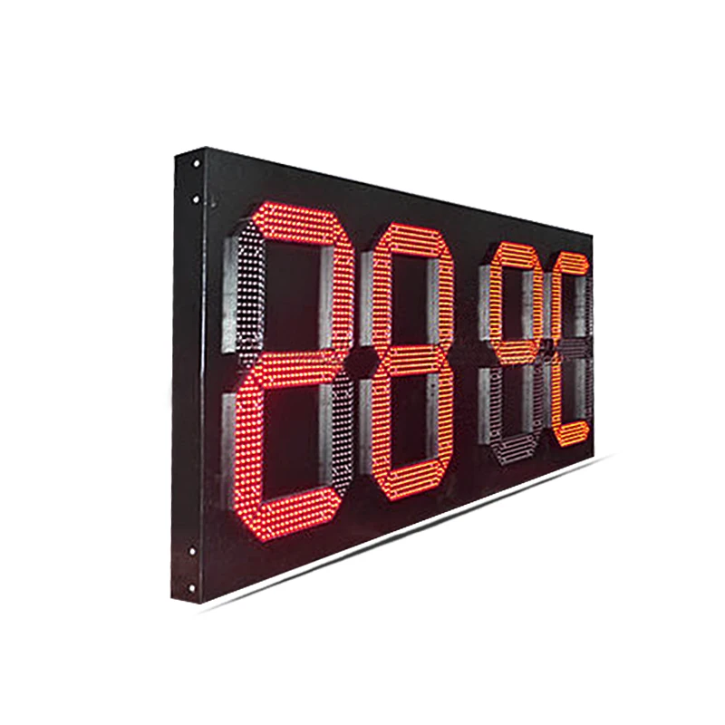 

[Honghao] customized 24 inch bright red LED digital 88.88 outdoor rainproof Iron Cabinet LED digital clock screen of gas station