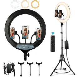 18 inch Photographic Ring Light LED Selfie Fill Lamp Dimmable Video Live Lighting 3200-5800K Makeup 48cm Ring Light with Remote