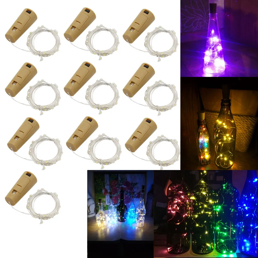 10PCS/Lot LED Fairy Light 1M 2M 3M String Light Battery Powered Garland Copper Wire Gerlyanda For Garden Outdoor Christmas Decor