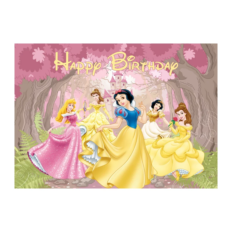 Disney Princess Party Birthday Backgrounds Decors Vinyl Cloth Party Backdrops Baby Shower Supplies Cinderelia Sofia Snow White