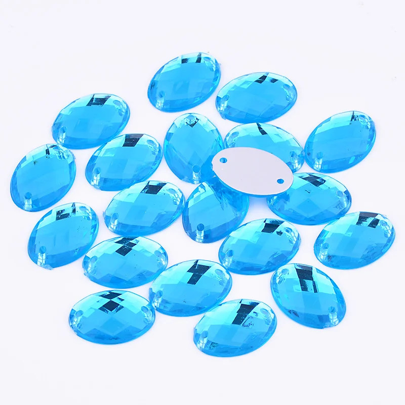 JUNAO 18x25mm 13x18mm Mix Color Sewn on Oval Rhinestones Applique Flatback Sewing Stones and Crystals for Needlework Clothes