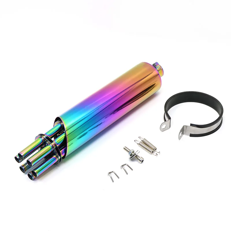 Universal motorcycle exhaust system machine gun shaped brand new various color stainless steel exhaust pipe easy to install