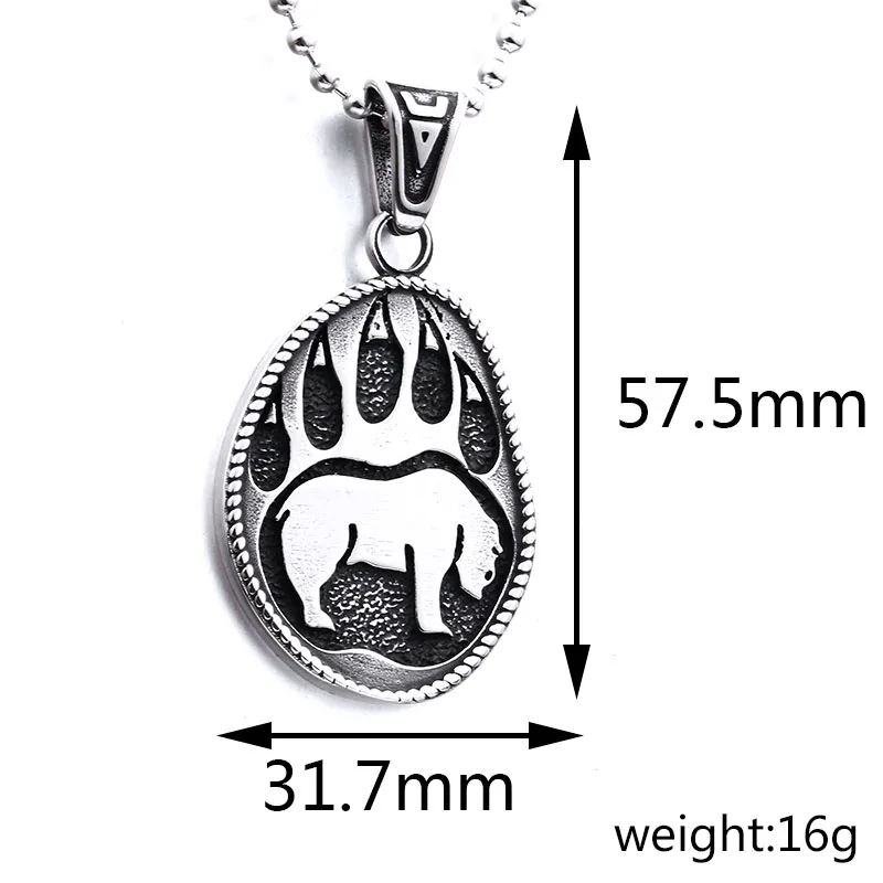 BEIER 316L stainless steel Classic Animal Bear Claw Men's Pendant Necklace Viking Bear Amulet Fashion Jewelry BP8-102