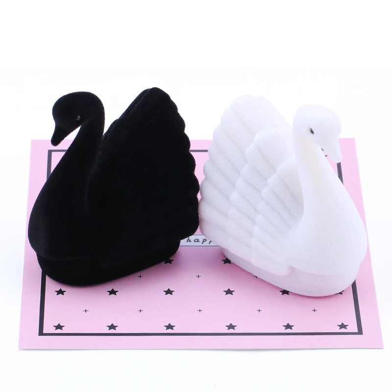 1Piece lovely swan Jewelry Box Velvet wedding Ring box Necklace