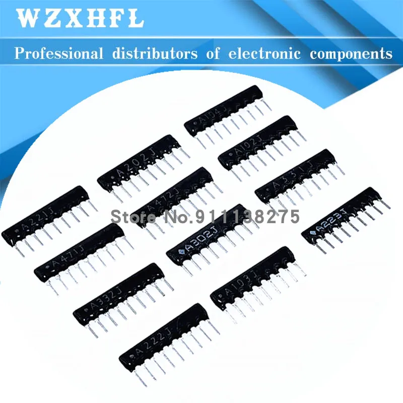 10PCS A09-103/102/472/104 SIP-9  Commoned Resistor Network Array 9PIN  (1K 2K 3.3K 4.7K 10K 22K 100K 33K 47K 100R 220R 470R 330R