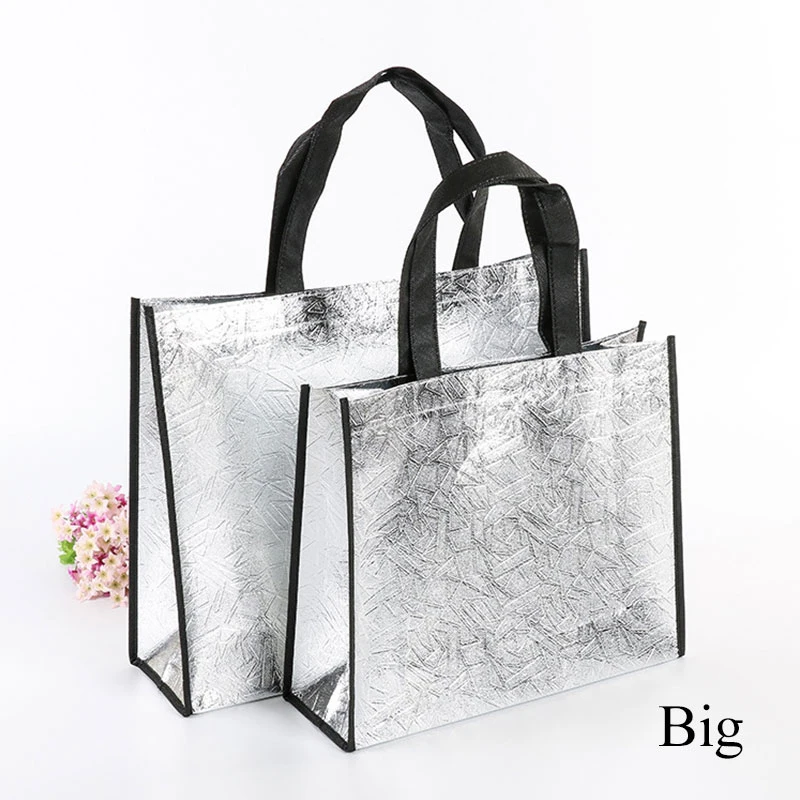 Bolsa feminina dobrável laser, bolsa para compras reutilizável eco tote à prova d\'água tnt grande capacidade bolsas de armazenamento duráveis para