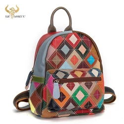 Soft Natural Leather Design Travel Backpack Day-pack Fashion College School Student 13