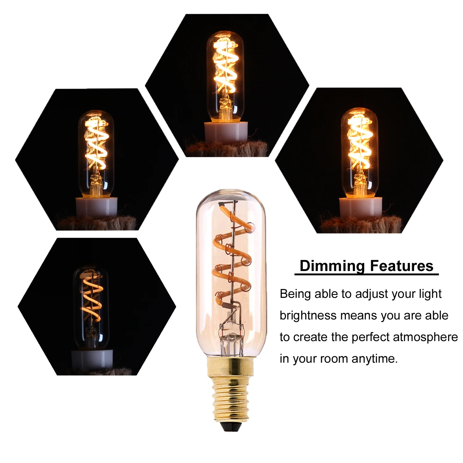 E14 E27 Retro Spiral Light LED Filament Bulb 110V-240V T25 C32 C35 T20L Dimmable 3W 2200K Vintage Lamps For Decorative Lighting