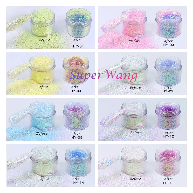 200g 12Color Holographic Laser Nail UV Color Change Bulk Glitter Powder Sequin Acrylic Paint Powder Decorative Nail Accessories