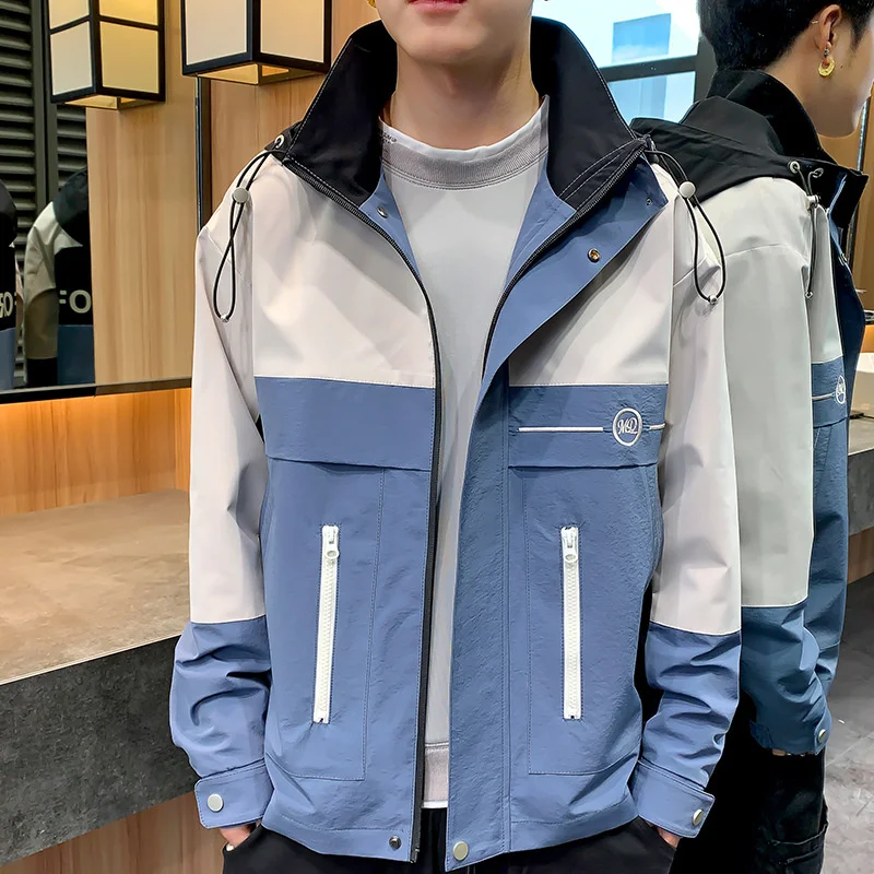 Men's New Tooling Jacket Autumn All-match Classic Loose Color Matching Personality Fashion Casual High-end Handsome Cotton Coat