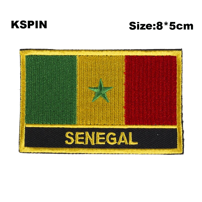 Senegal Rectangular Shape Flag patches embroidered flag patches national flag patches for clothing DIY Decoration PT0154-R