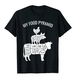 T-shirt graphique jetable My Food Pyramid pour hommes, carnivore drôle, vache, over, classique, été, coton