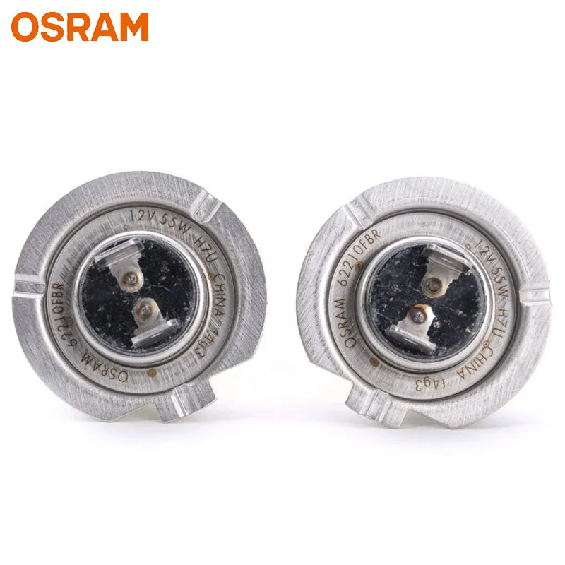OSRAM H7 Halogen Fog Breaker 12V 55W Car Original Headlight Yellow 2600K Bulbs +60% Brighter Genuine Auto Lamps 62210FBR, 1 Pair