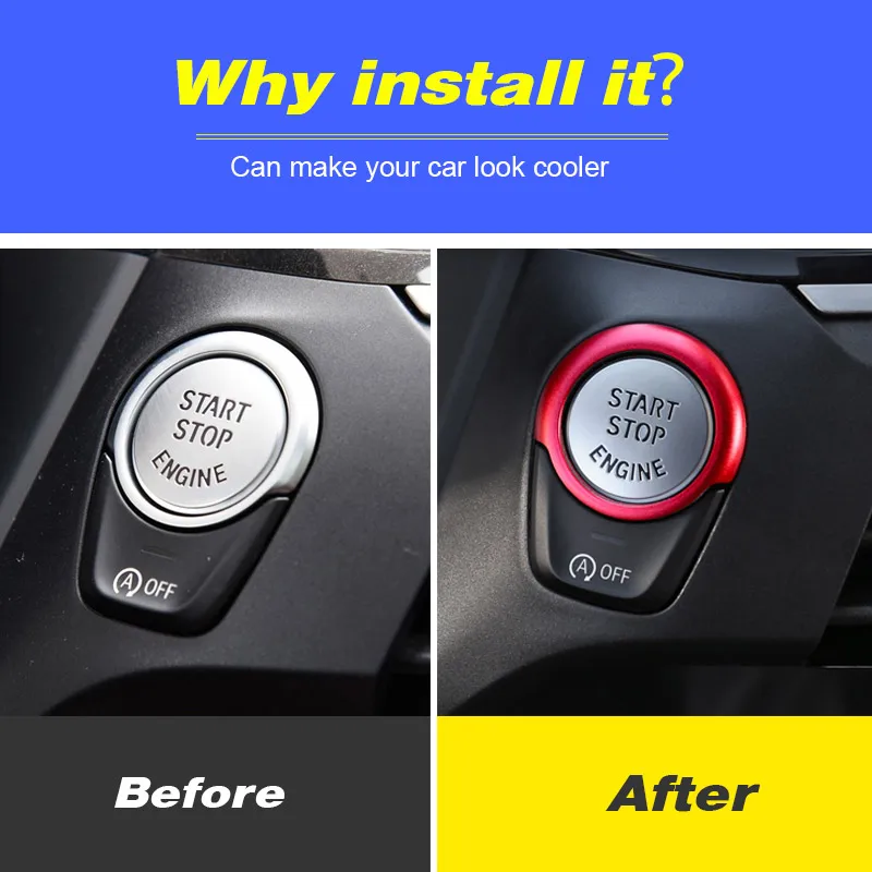 Vtear Car One-button Start Circle Trim Interior Decoration Accessories Engine Switch Cover Trim Part For BMW X3 G01 2018-2021