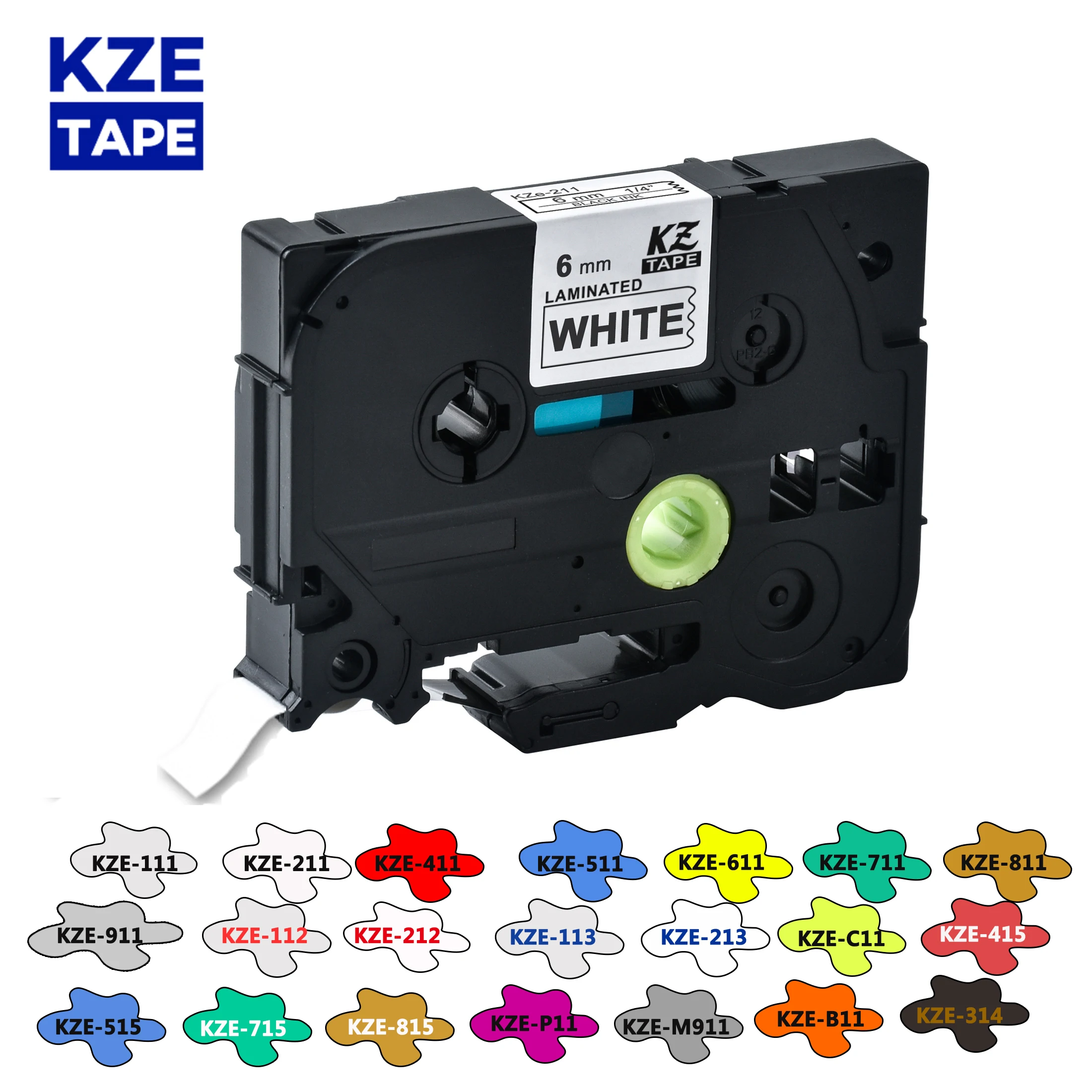 Kze-Cinta de etiquetas laminada Multicolor, 6mm, 211, compatible con Brother tze tap 211 tze-211 para p-touch tze-111 Tze-611 tze911