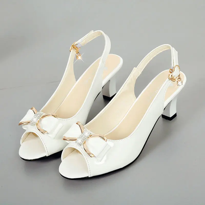 Cresfimix women fashion white pu leather open toe slip on high heel sandals lady black comfort summer shoes heel pumps a6406z