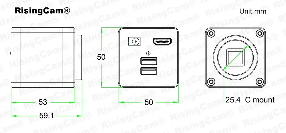 RisingCam HD 1080p HDMI Live 60fps imx335 Sensor USB-Flash-Speicher Digitalmikroskopkamera mit C-Mount. – Detail 33