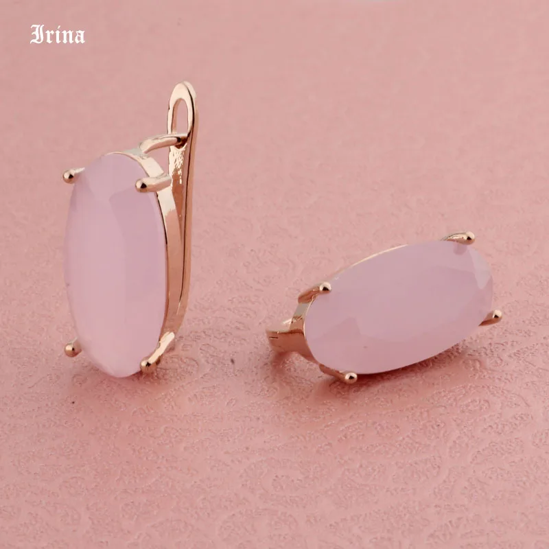 New Fashion Rose Gold Color Cubic Zircon Earrings For Women Girls Classic Dangle Earrings Statement Big Oval design Wedding