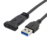 0,2 Mt USB-C USB 3.1 Typ C TYPE-C Buchse auf USB 3,0 A Stecker Datenkabel 20 cm mit Panel Spannschraube loch