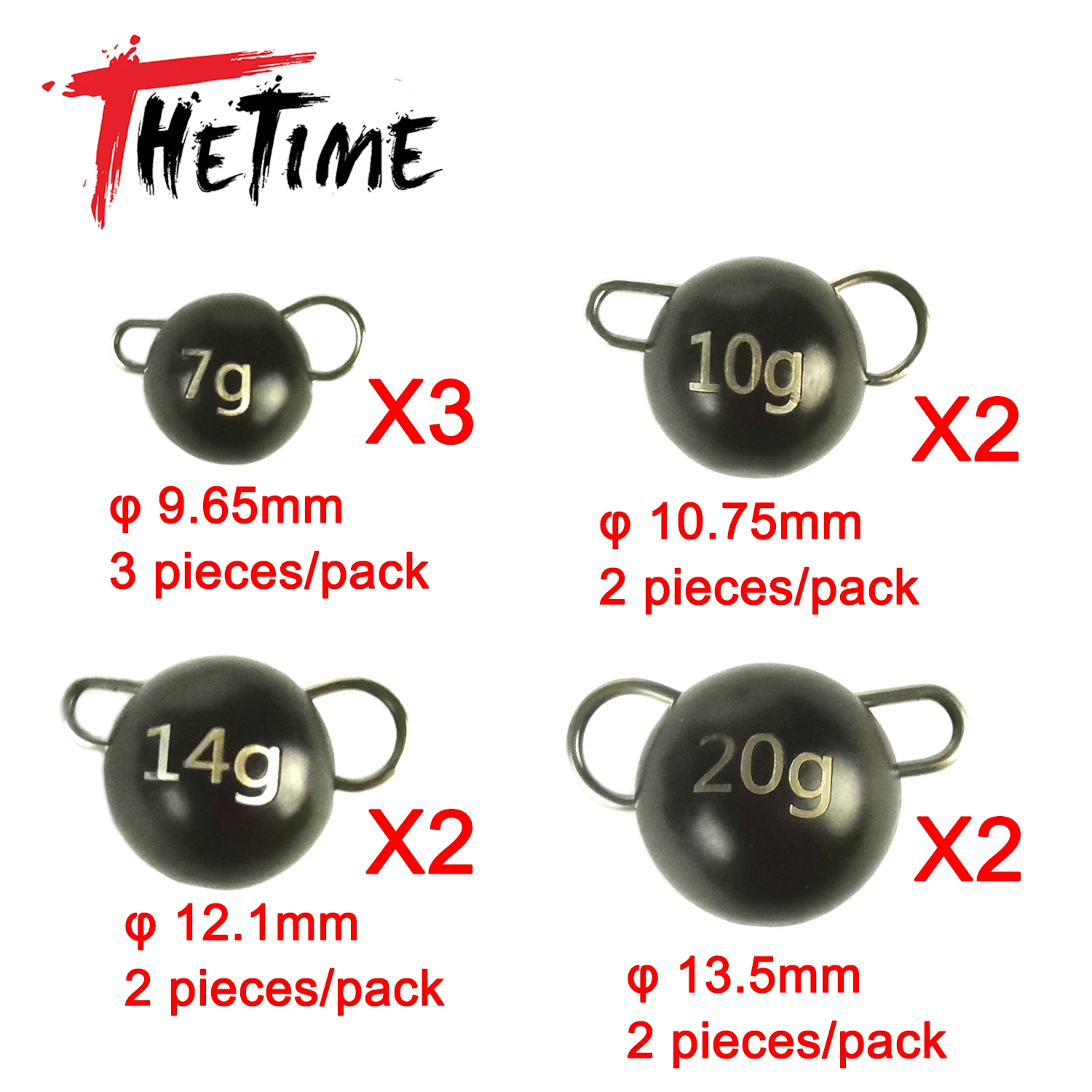 THETIME Tungsten Sinker 1-20g Jig Head Cheburashka Free Rig Sinker Wolfram Ball Connector Weight Bass Fishing Bead Accessories