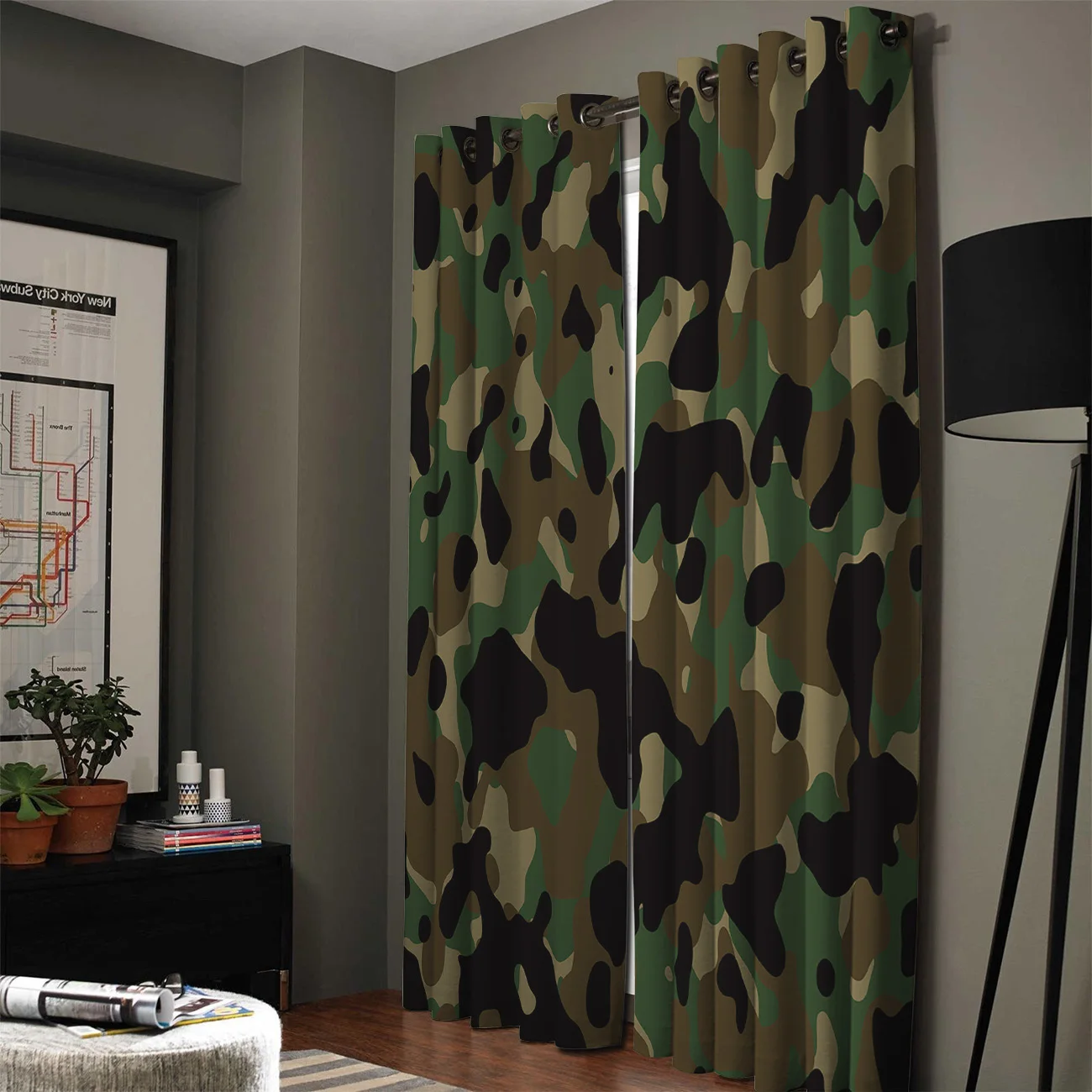 Cortinas camufladas para janelas, cortinas para crianças, painéis para janelas, tratamento de janela