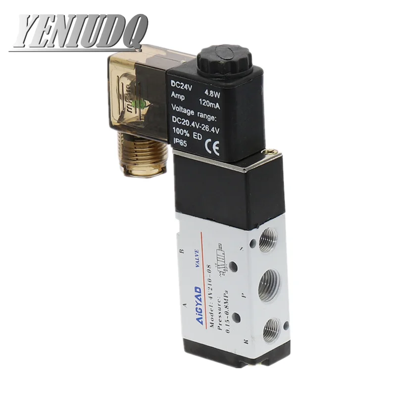 5Way 2 Position Airtac Electric Solenoid Valve 4V210-08 1/4