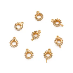 1PC 9x7mm/11x7mm 14K Gold Plated Brass Hollow Ring  Connect Diamonds Connector Jewelry Making Supplies Diy Findings Accessories