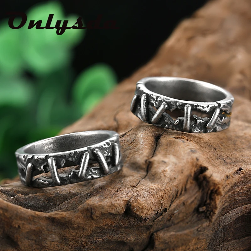 كول الاشياء العتيقة Vintage 316L الفولاذ المقاوم للصدأ حلقة فرانكنشتاين اللحم القلق خاتم الزفاف الفرقة خواتم الرجال السائق مجوهرات هدية #2