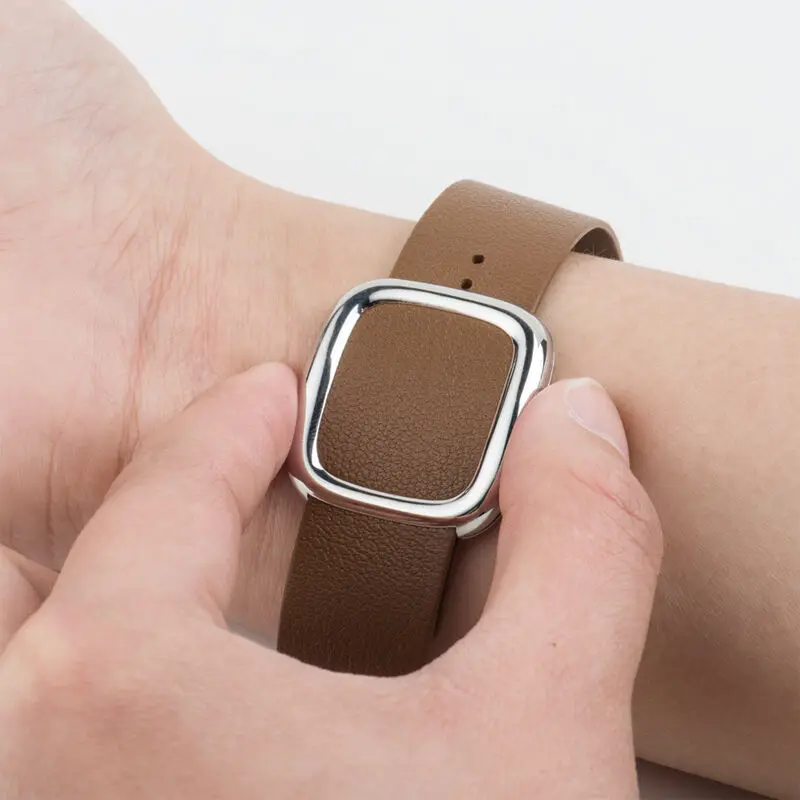 Leather Strap for Apple watch band 45/44/42mm 38/40/41mm modern style buckle Leather Bracelet wrishband iWatch series 7 6 5 4 se