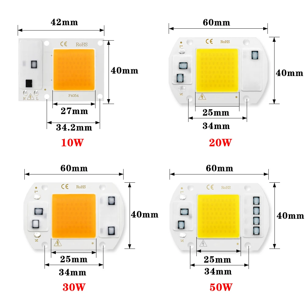 COB LED Lamp CHIP AC220V 110V LED lights 10W 20W 30W 50W COB Chip Hight Brightness Smart IC DIY Flood light Spotlight Floodlight