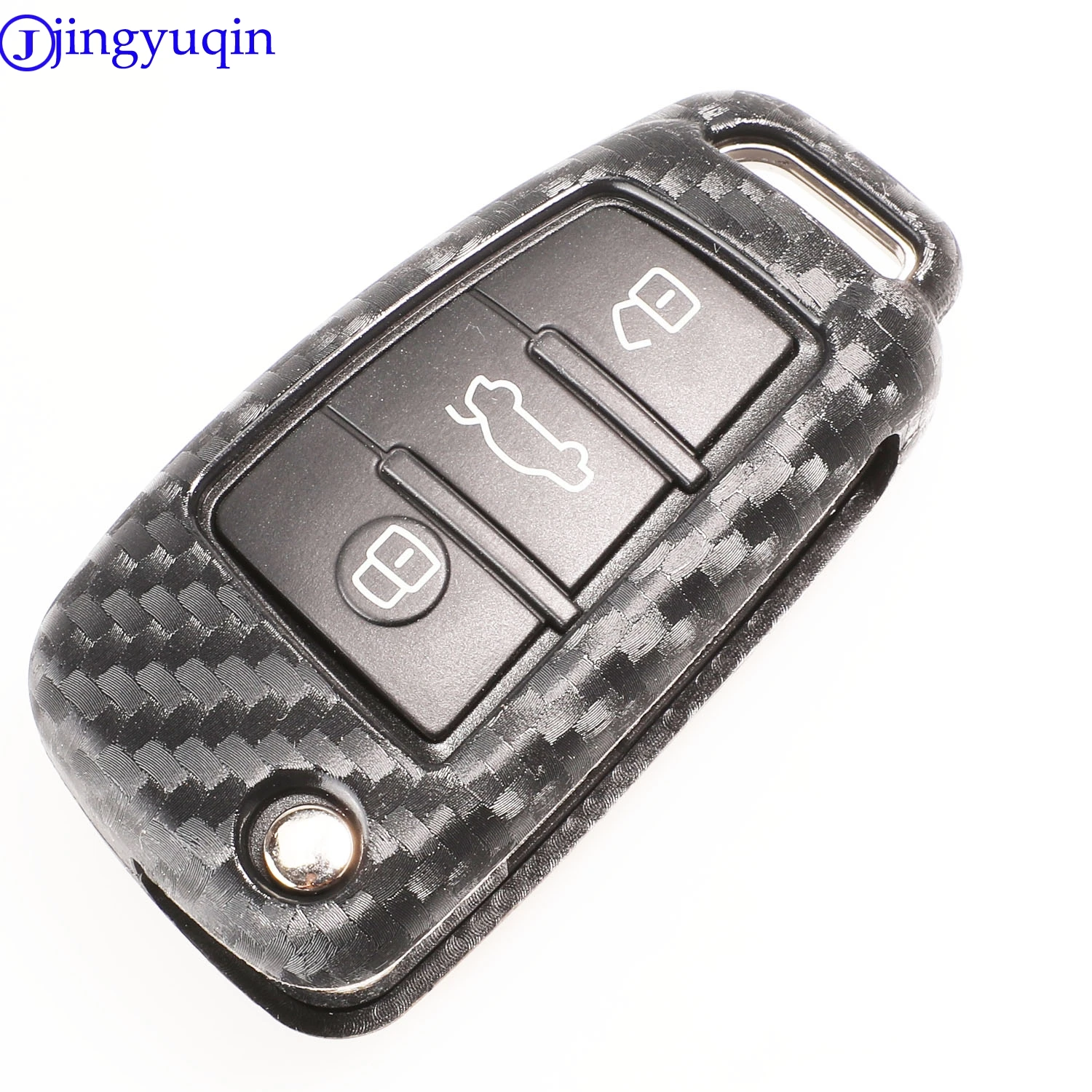 jingyuqin 3 Buttons Carbon Fiber Patten Foding Flid Key Cover Case For Audi S Line A1 A2 A3 TT Q3 R8 S6 S7 SQ5 RS5
