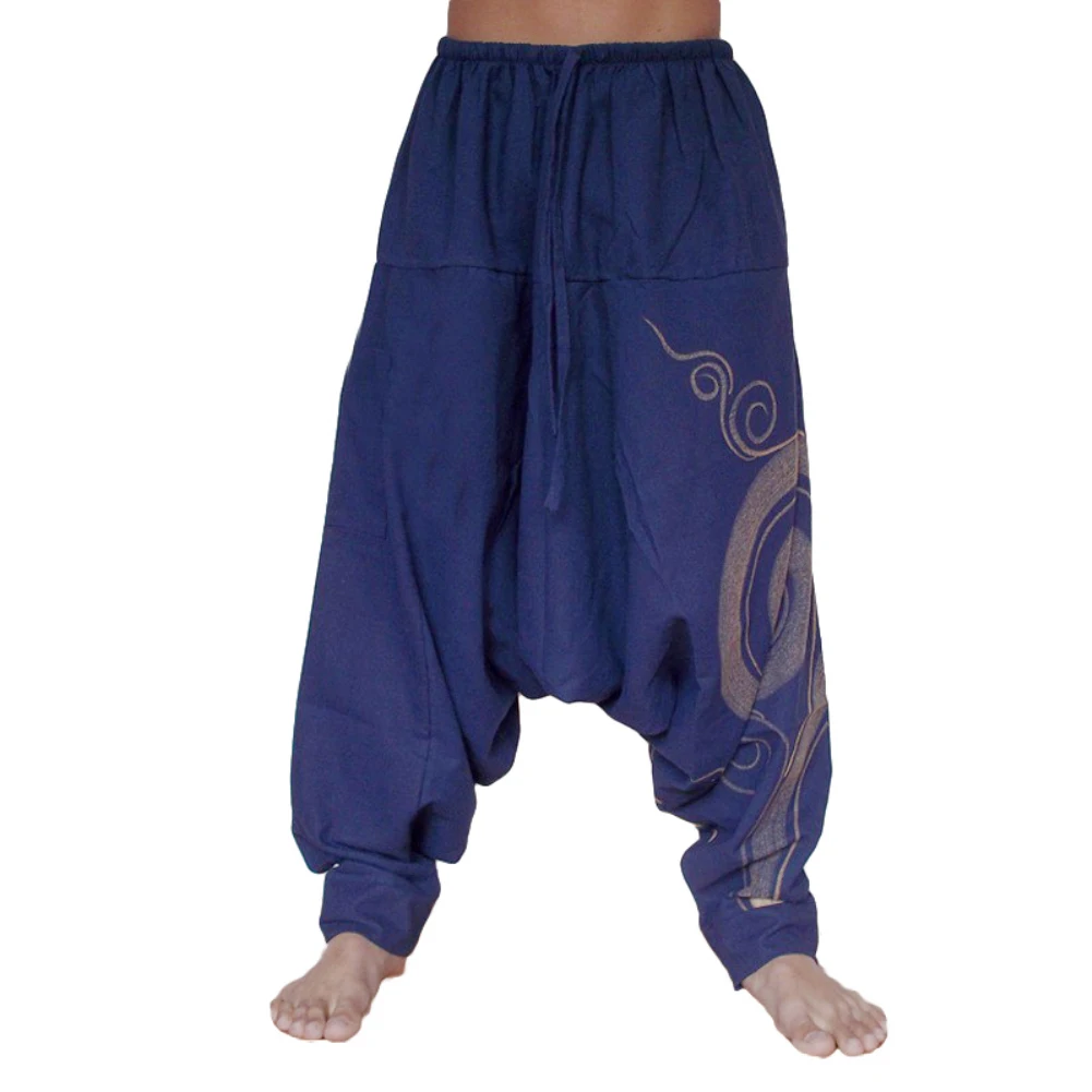 Men Casual Harem Pants Summer Yoga Baggy Spiral Print Trousers