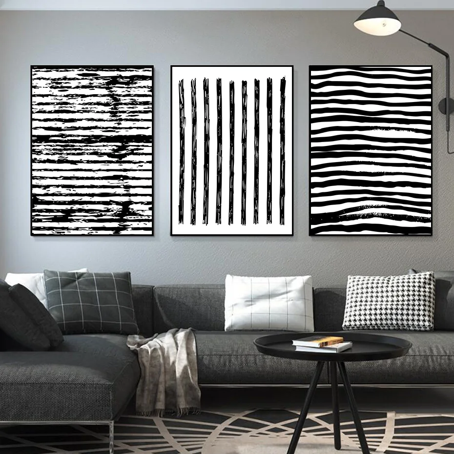 Vintage White and Black Minimalist Modern Posters Canvas Paintings Wall Art Prints Pictures Over the Sofa Interior Home Decor