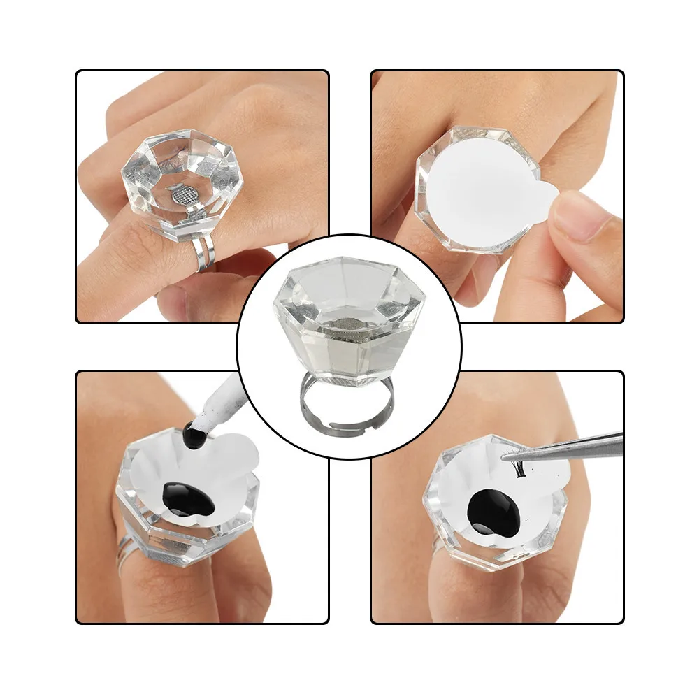 1PC Reuse Crystal Tattoo Pigment Holder Transparent Eyelash Extend Ring Cup With Nice Box Tattoo Supplies Microblading Accessory