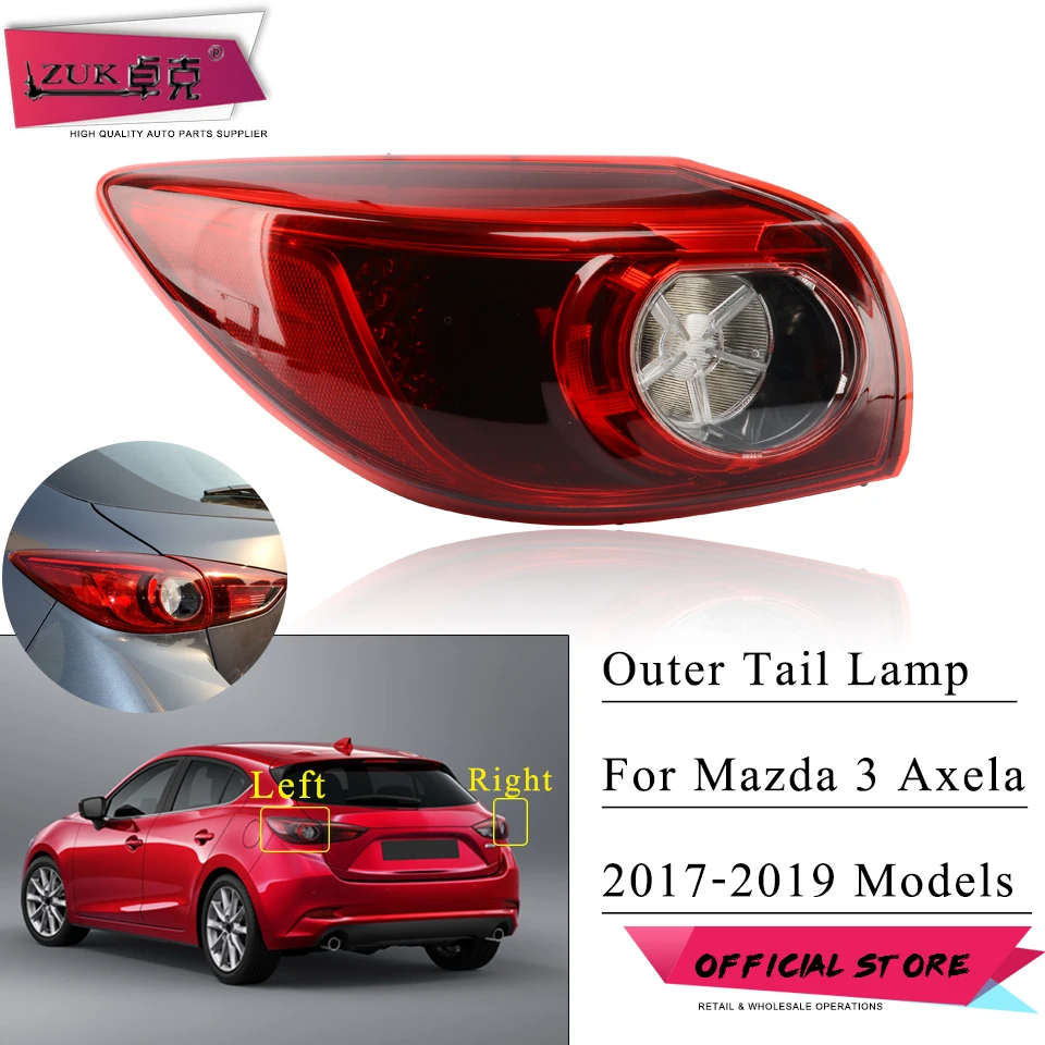 ZUK Car LED Rear Bumper Tail Light Trunk Lid Brake Stop Lamp Taillight Taillamp For Mazda 3 Axela 2017 2018 2019 Hatchback Model