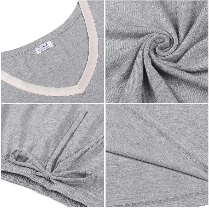 Joyaria Pajamas Women Summer V-Neck Short Sleeves Pyjamas Set Bamboo Sleep Shirt and Bottoms Viscose Pajama Set Pijamas Mujeres
