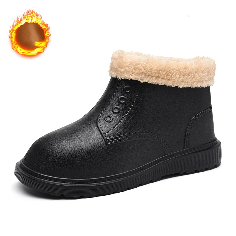 Winter Men Waterproof Casual Snow Boots Slip on Flat Heels Cotton Padded Shoes Male Warm Thick Plush Ankle Botas Mujer Plus Size