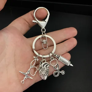 Schlüsselbund im herzförmigen Anhänger, medizinische Anatomie -Schlüsselbund, Arzt- und Krankenschwester -Taschenkette, Schmuck anwesend, 1 PC 8 Hauptverkäufe Heart Keychain Anatomical - №8
