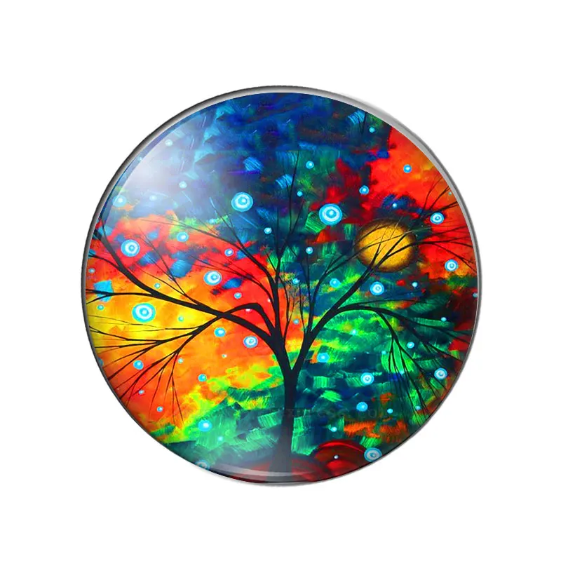 New Beauty Colorful Tree of Life Love hearts 10pcs 12mm/18mm/20mm/25mm Round photo glass cabochon demo flat back Making findings