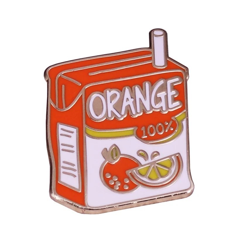 Orange Juice Enamel Pin Queer Cutie Brooch Fruit Gay Pride Badge